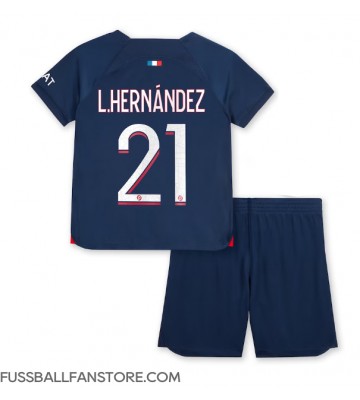 Paris Saint-Germain Lucas Hernandez #21 Replik Heimtrikot Kinder 2023-24 Kurzarm (+ Kurze Hosen)